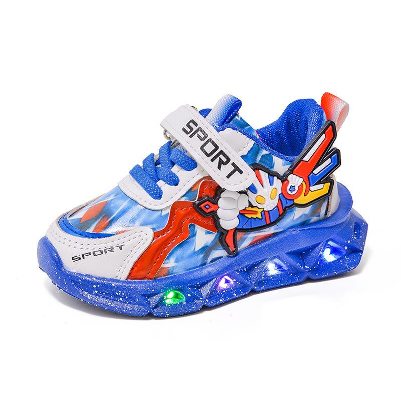 Luminous Leather Children's Running Shoes with Cartoon Design for Boys - Spring & Autumn Style 025
