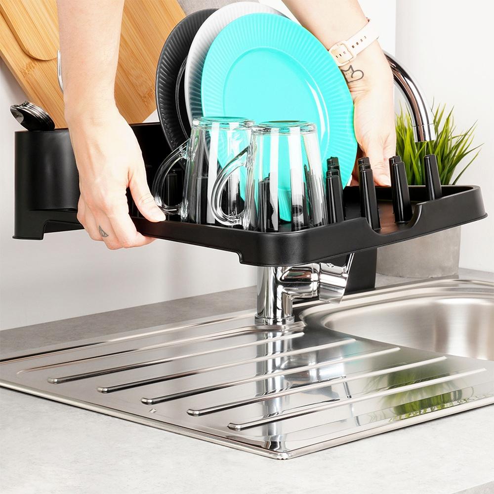 Drainer for Dishes, Cutlery, Plates, Cups, Standing Kitchen Black