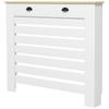 Radiator cover with horizontal slatted grille and 2 wooden drawers, 111W x 19D x 95.5H cm, white