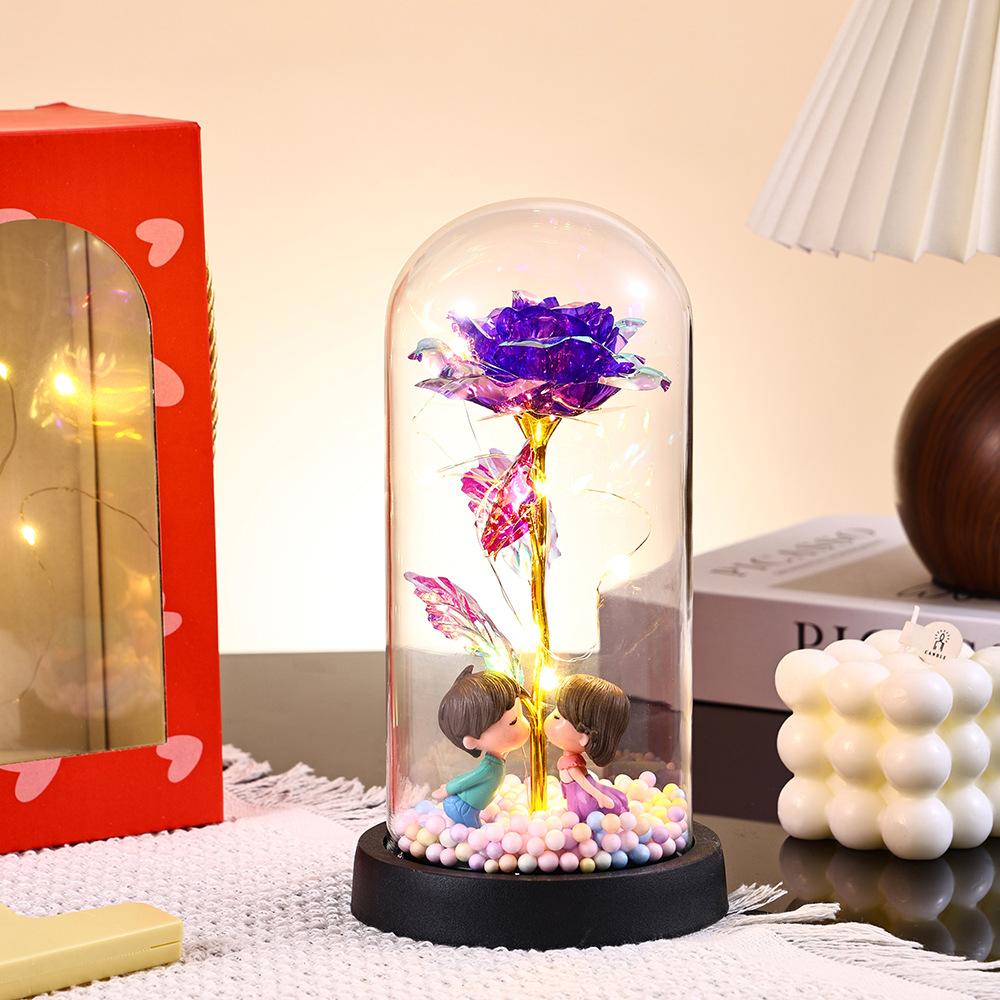 Gold Foil Rose Glass Cover Teachers' Day Gifts Creative Gifts Advanced Ornaments for Female Teachers