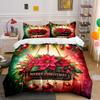 Christmas Poinsettia Decor Set Bedding Duvet Cover Set Duvet Cover Pillowcases  (1*Duvet Cover 2*Pillowcases, Without Duvet Insert)
