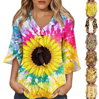 3/4-Ärmel-Shirts für Damen, süße Oberteile, grafische T-Shirts, Blusen, lässig, Übergröße, Basic-Oberteile, Pullover