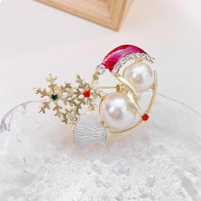 Festive Snowman and Snowflake Brooch – Creative Women's Christmas Pin