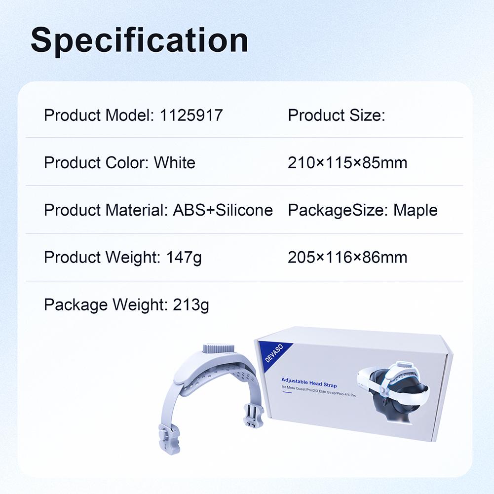 Adjustable Head Strap Comfort VR Replacement Head Strap Universal Reduce Head Pressure for Meta Quest 3/2/Pro/Pico4 VR Headset