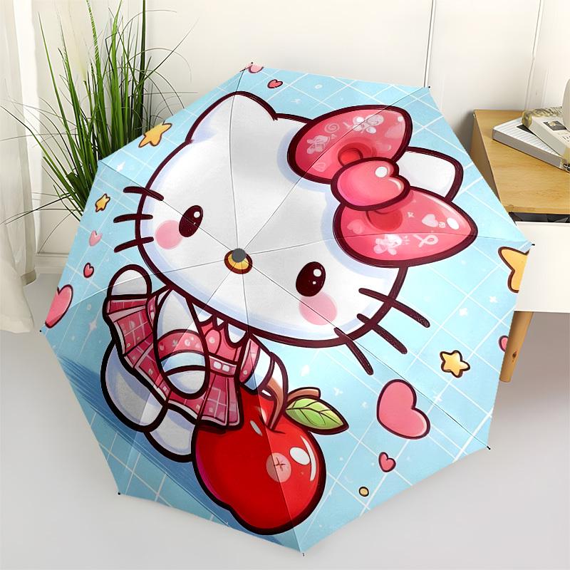 

1pc Hello Kitty with Apple Umbrella with Plastic Handle,Suitable for All Seasons Home Travel Outdoor UmbrellaSanlio004