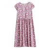2025 Summer Floral Cotton-Silk A-Line Dress: Women's Short Sleeve, Loose Waist, Slimming Tie Mid-Length