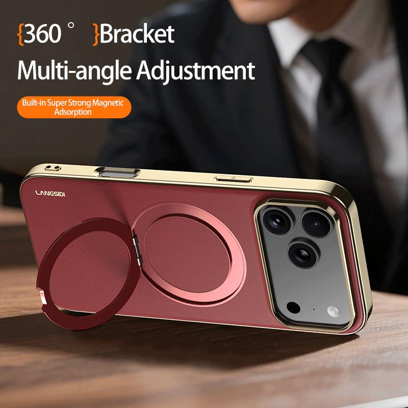 Cuir Magnétique pour Coque Magsafe pour 18 17 Pro Max Air 17Pro 18Pro Anneau Luxe Protection Objectif Support Coque Arrière de Téléphone