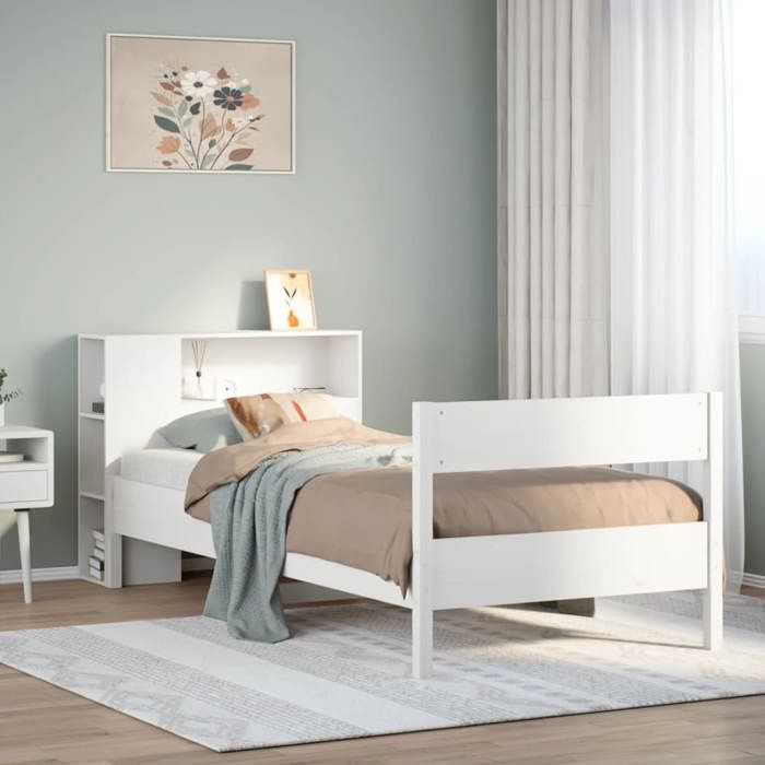 VidaXL Lit bibliothèque sans matelas blanc 75x190cm bois de pin massif 3322973