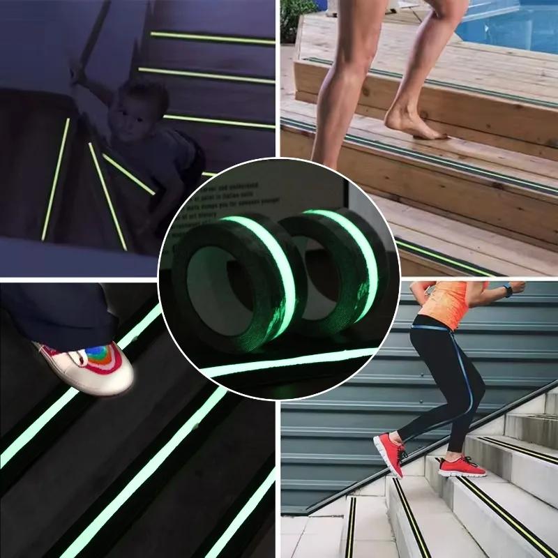 Anti Slip Warning Tape Luminous Long Lasting Non Slip Texture Secure Stickiness Dark Glow Easy Cutting Home Office Warning Tape