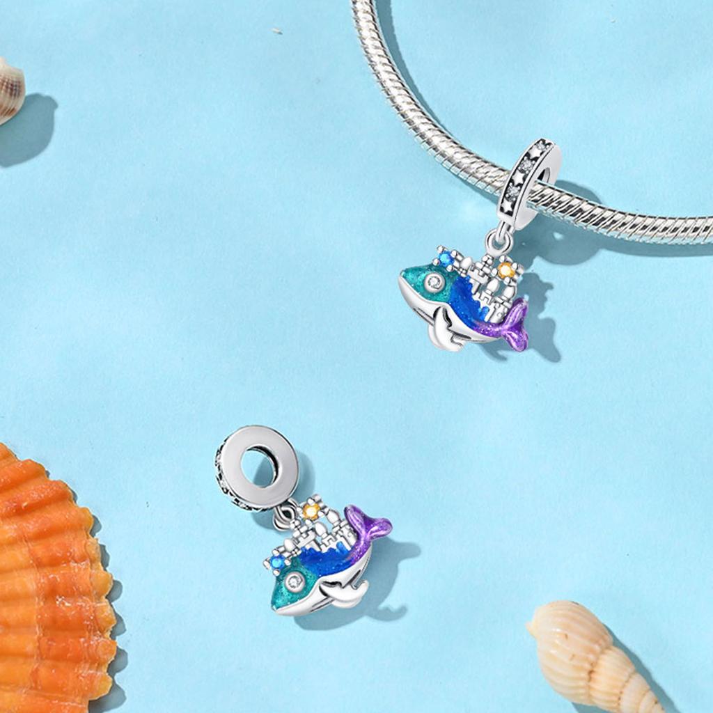 Price Full Star Clear Crystal Paved Core Bail Whale Pendant Bead Multi-Color Gem Castle Spire for Cross Border Fantasy