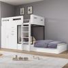 Litera con Escritorio Extraíble y Armario, con Cajón y Estantes y Escalera, sin Colchón, 90*200 cm, Blanco (SKU ANTIGUO:3233289012AAW-1)