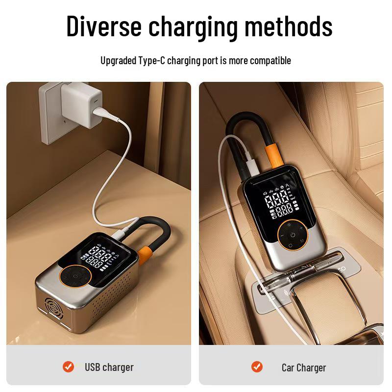 Wireless Portable High-Pressure Car Tire Inflator with Dual Screen Gauge