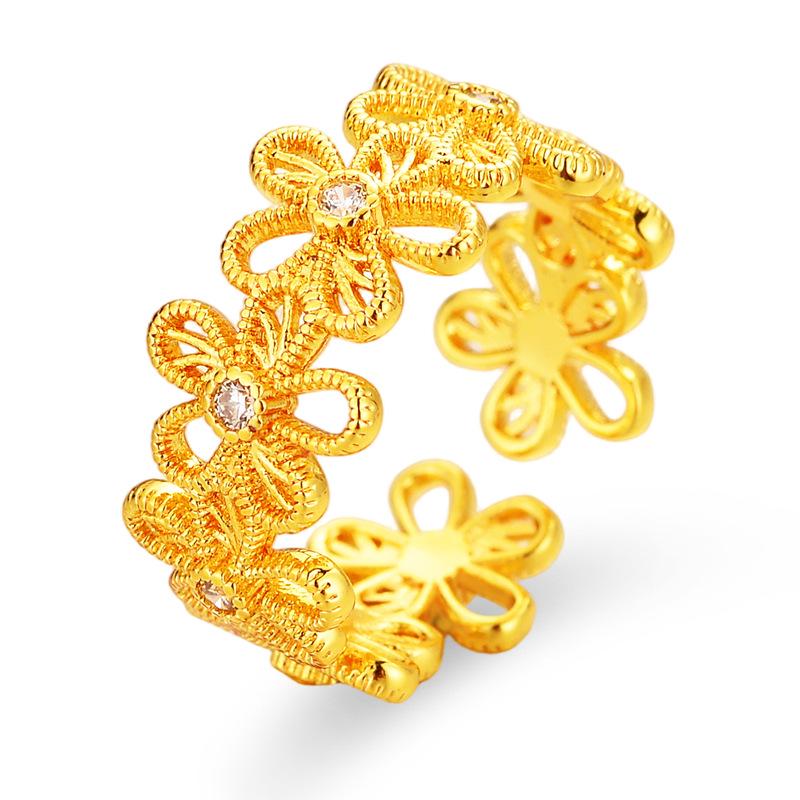 Elegant Zirconia Flower Open Ring: Niche Design, High-End Feel