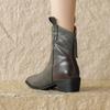 Krazing Pot Cow Split Skin Autumn Winter Shoes Wool Chunky Heels Size 43 Size 42 Pointed Toe Zip Fur Ankle Boots