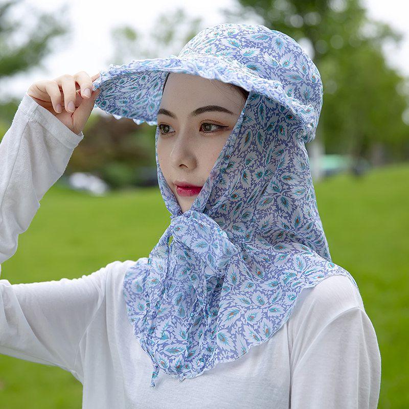 Pălărie de soare de vară pentru femei, pentru ciclism, în aer liber, pentru femei, care acoperă fața, protecție UV, pălărie de plajă cu margine mare