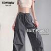 TonLion Women's Drawstring Wide-Leg Cargo Pants