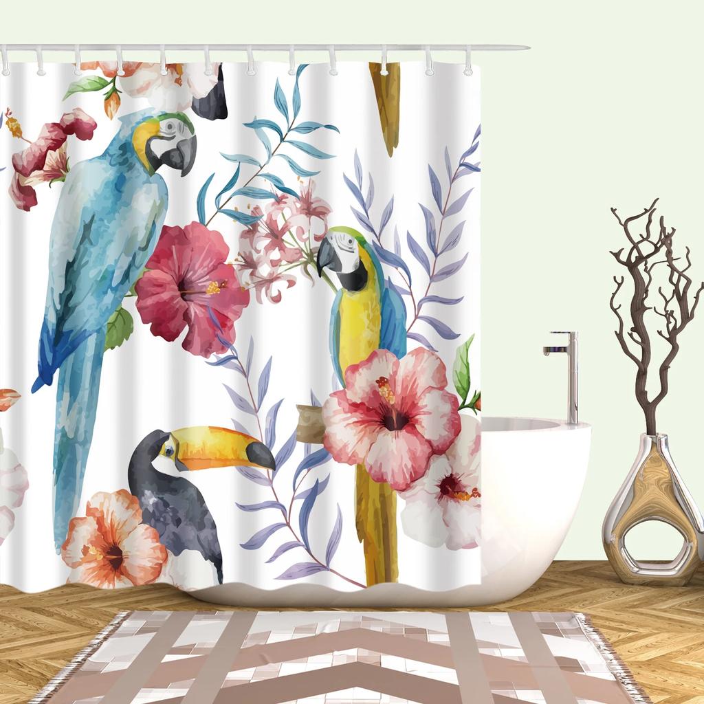Tropical Plants Shower Curtains for Bathroom Polyester Fabric Shower Curtain Leaves Cactus Printing Bathroom Curtains Home Decor