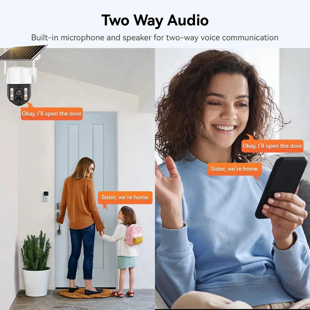 Solar-powered Surveillance Camera, Outdoor Waterproof, Wide-angle 10x Zoom, WIFI/4G Automatic Tracking Security Camera