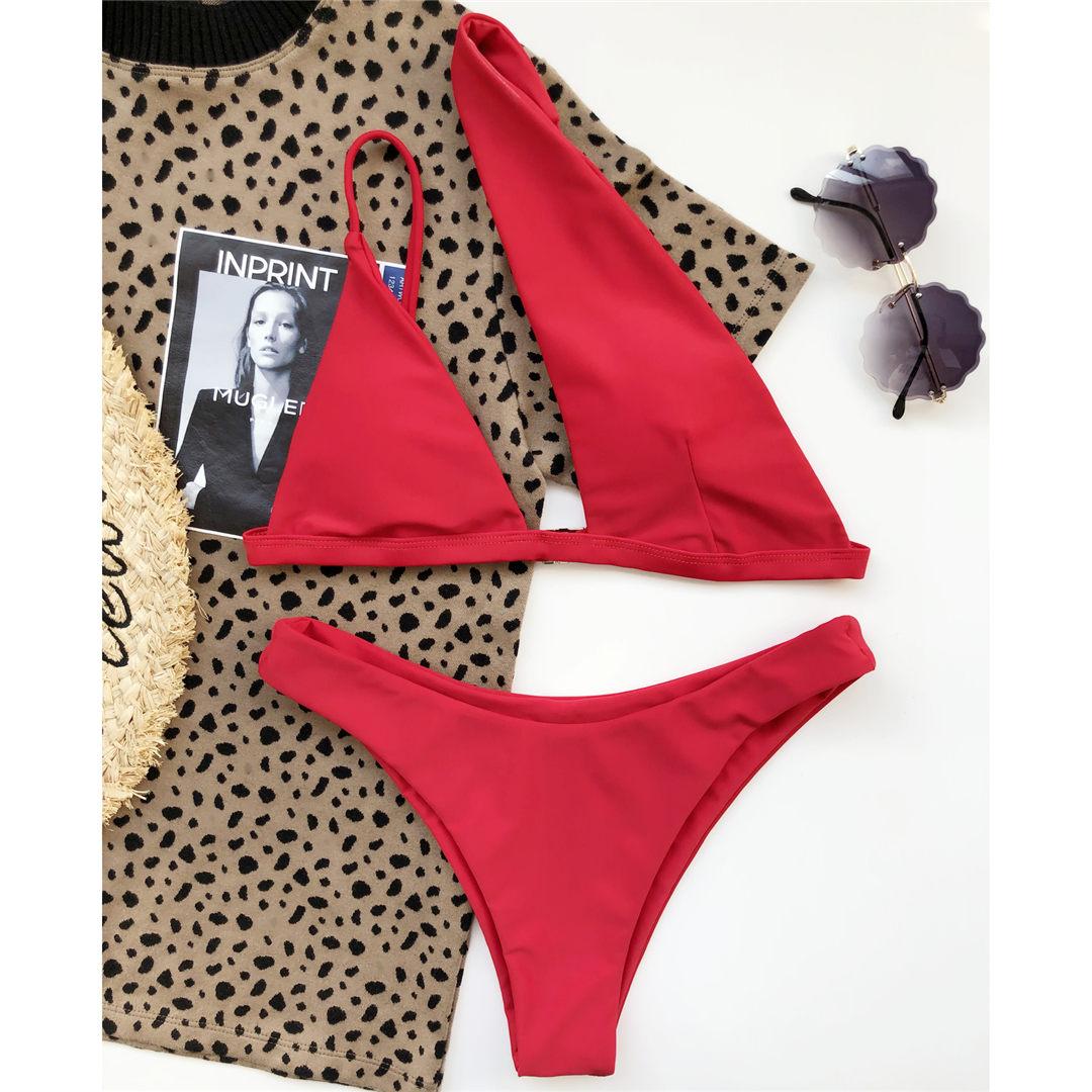 

Новый сексуальный нерегулярный бразильский бикини женский купальник женский купальник комплект бикини купальный костюм L красный