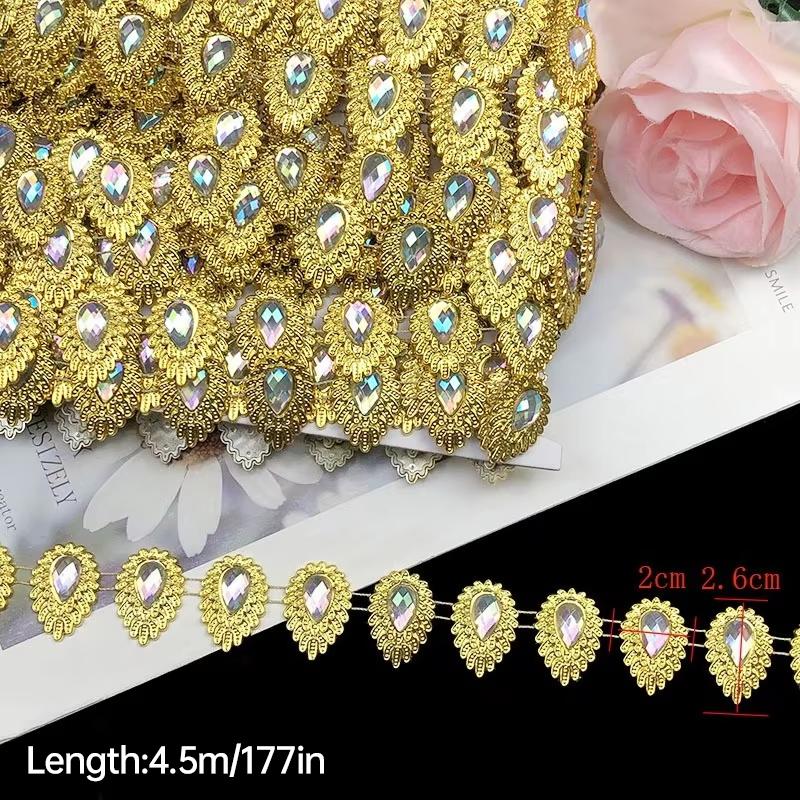 4.5M 2.6cm Width Rhinestone Silver Handmade DIY Beaded Lace Trim Clothing Accessories Plastic Components Rhinestone Chain