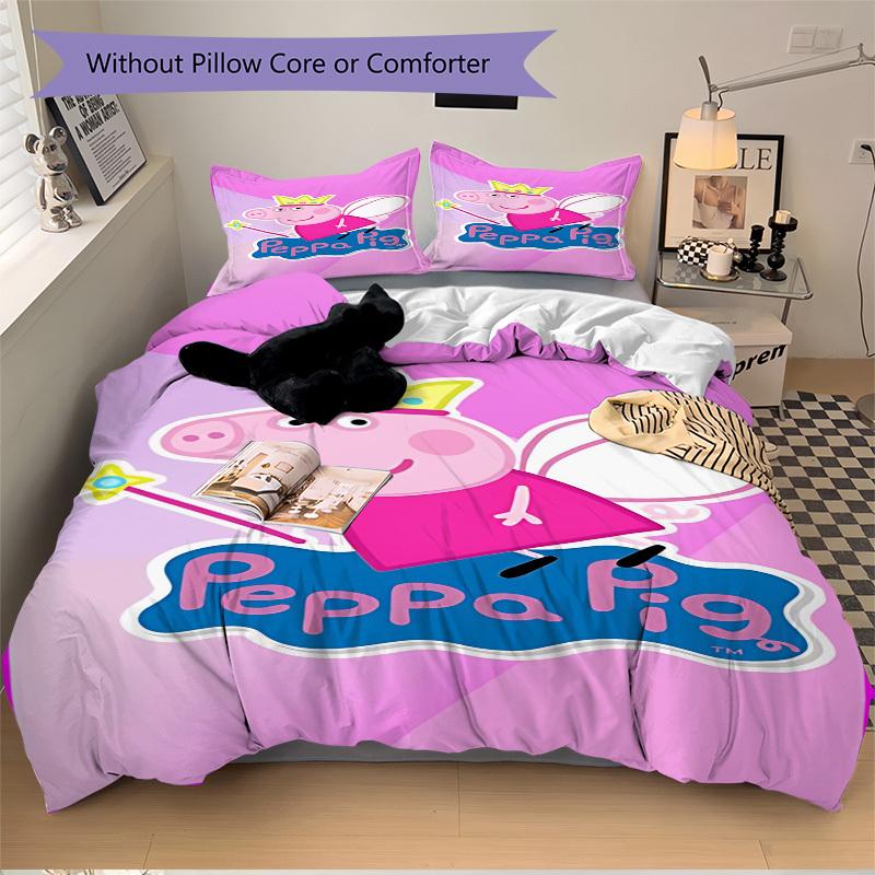 3pcs Peppa Pig Duvet Cover Set -  Includes 1 Duvet Cover and 1/2 Pillowcases (No Insert) yy251107179