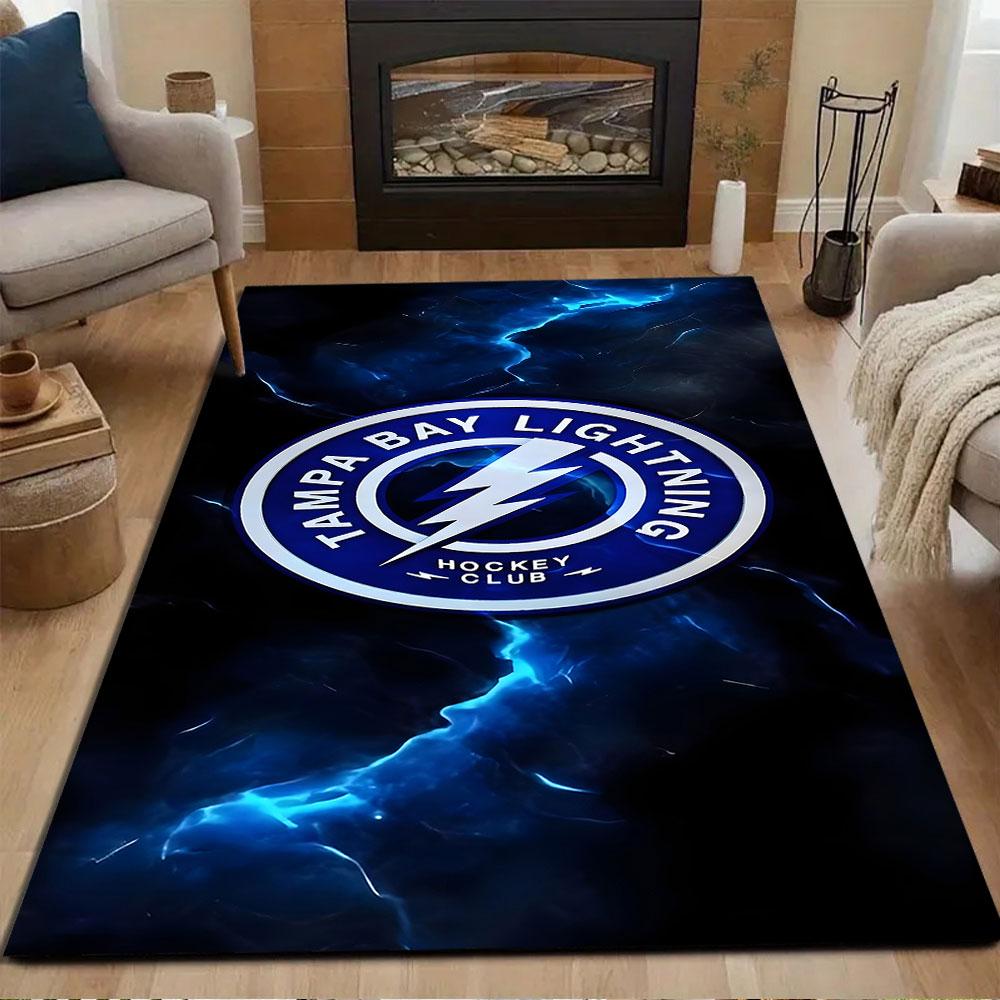Tapete Padrão com Logo do Tampa Bay Lightning, Tapete Antiderrapante Adequado para Sofás de Sala de Estar e Quarto