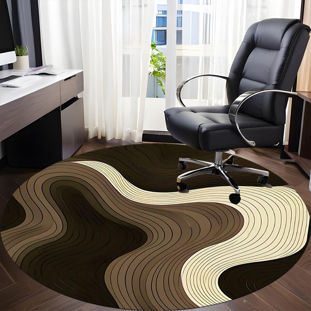 1pc Wave Form Office Round Area Rug, Indoor Mat Suitable For Office, Under Office Chairs Bedroom Living Room Home Decor, Room Deco