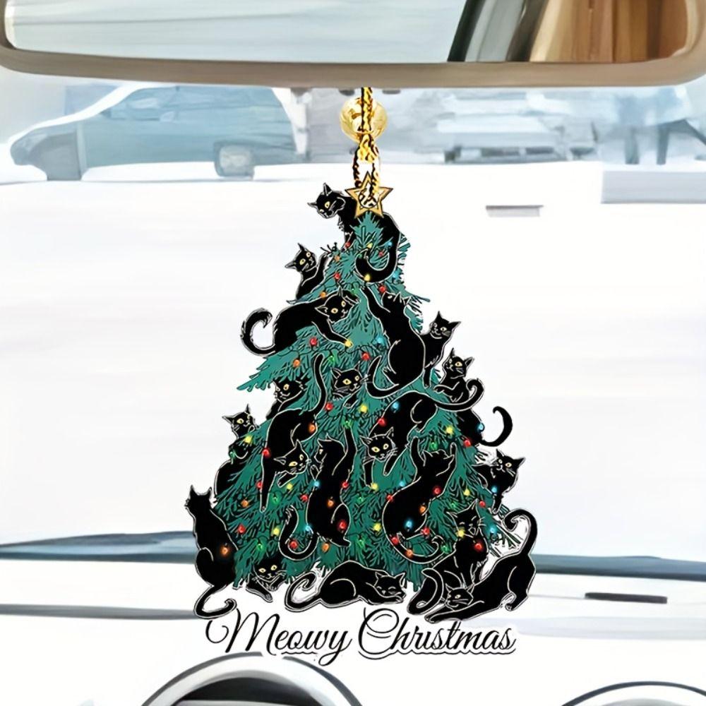 2D Christmas Pet Cat Pendant Flat Kitten Christmas Ornament Christmas Tree Cat Decoration  New Year