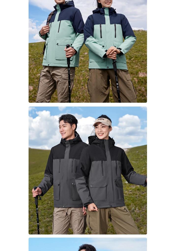 Graphene Insulated Fleece Patchwork Windbreaker for Hiking and Mountaineering