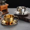 170/200/250/280Ml Stainless Steel Coffee Cup Milk Cup And Saucer Set With Saucer Mat Spoon Handle Easy To Clean And Reusable