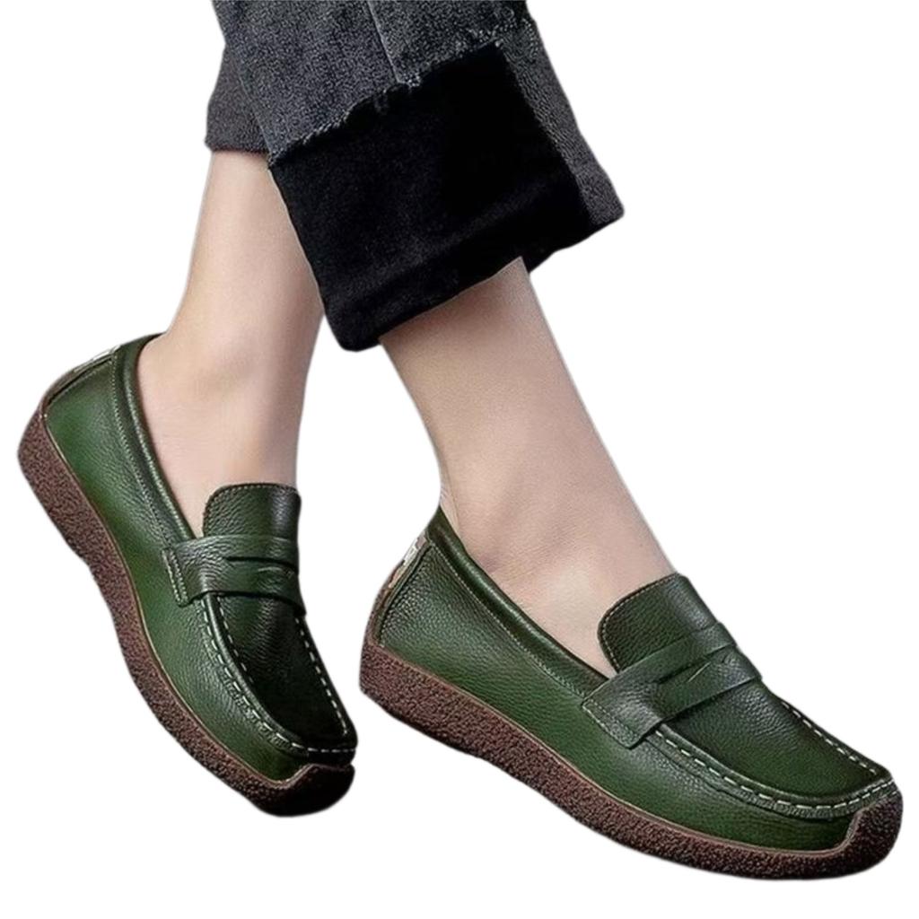 Women's Vintage Flat Leather Driving Moccasins