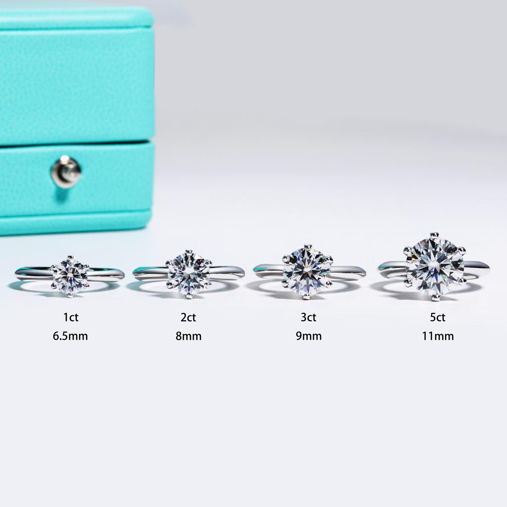 AnuJewel 1ct 2ct 3ct 5ct D Color Moissanite Engagement Ring for Women 925 Silver Gold Plated Solitaire Rings