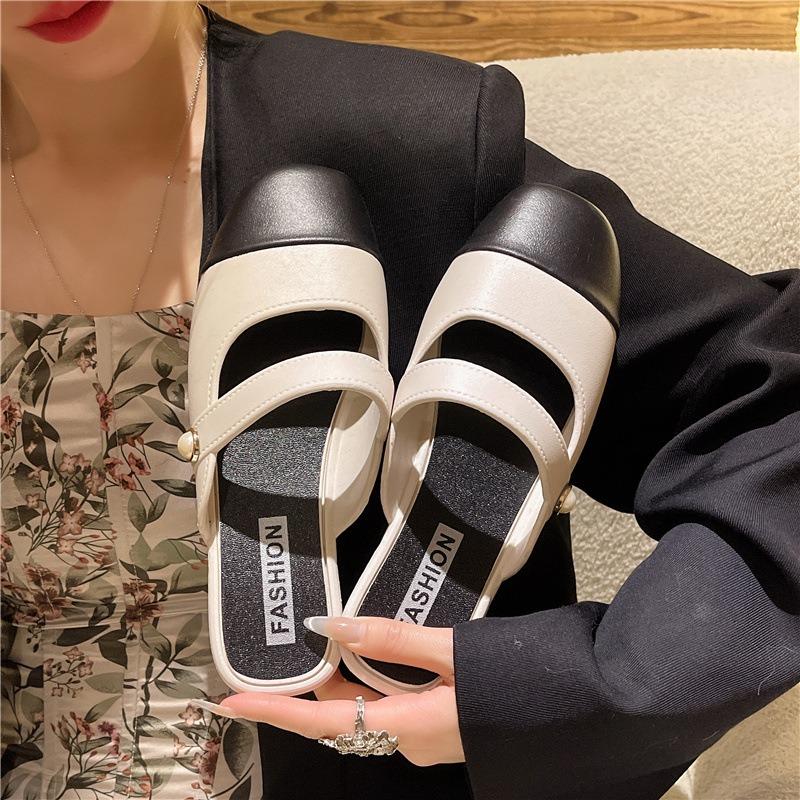 New Baotou Half Slippers Women's Spring and Summer Commuting Temperament Color Matching Cool Slippers