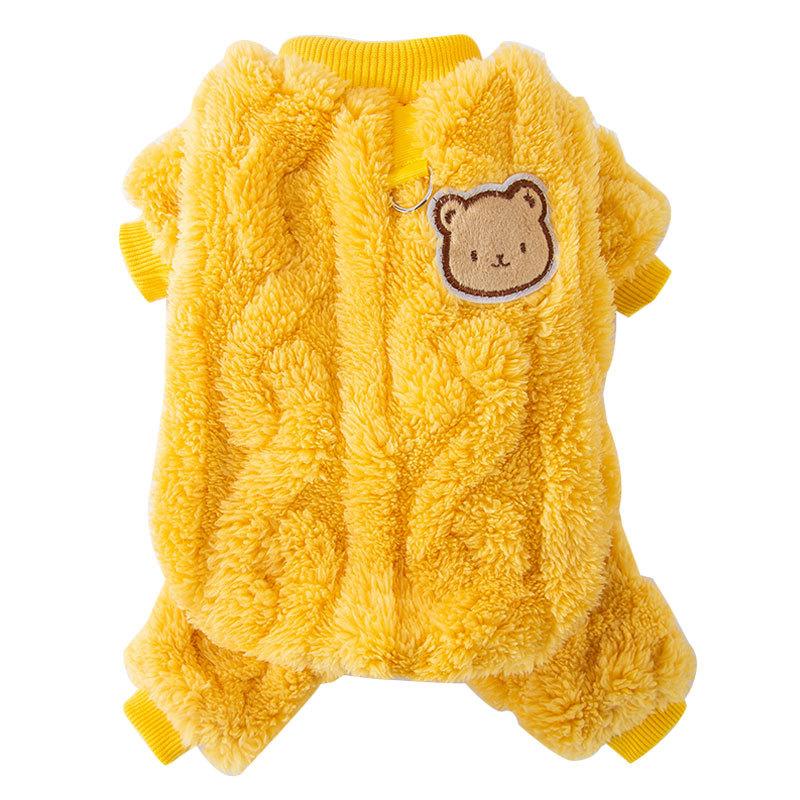 Fall and winter dog clothes warm flannel four-legged traction teddy bear small dog pet clothing