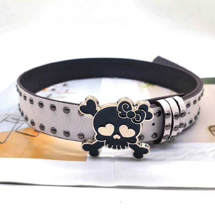 Pin Buckle PU Leather Belt Woman Casual Waist Decors Skull Belt 2000s Waiststrap