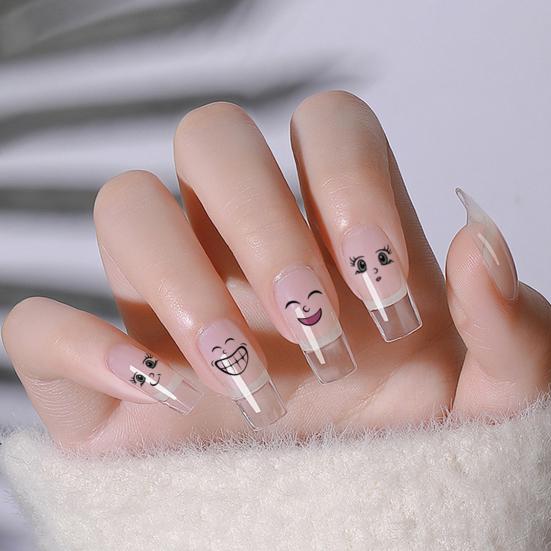 Smiling Face Nail Art Stickers DIY Decal Manicure Tips Cartoon Adorable Nail Art Decals for Nail Salons Home Use