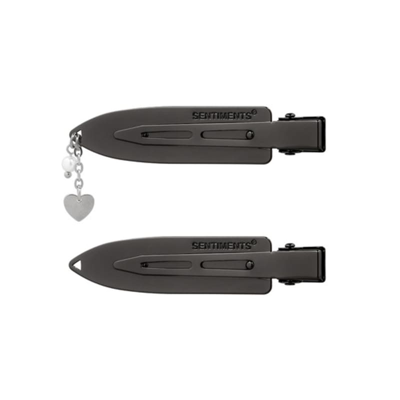 SENTIMENTS NO.513 [BLACK] SURFBOARD HEART HAIR PIN 2set