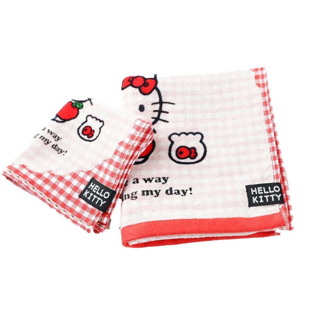 Marushin Sanrio Hello Kitty Siebziger Jahre Karo Gesicht Antibakteriell und Geruchsdicht Perfektes Geschenk für 3725011400 Handtuch, 100% Baumwolle, Strapazierfähig, Geburtstage,