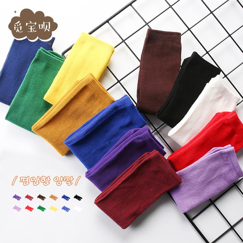 Kids Candy Colored Sport Socks Spring Summer Girls Medium Tube School Socks Trendy Breathable Cotton Student Socks