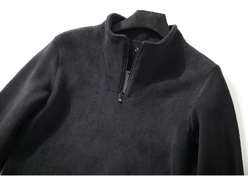Men's Heavyweight Half-Zip Stand Collar Coral Fleece Sweatshirt - Super Warm Winter Casual Base Layer