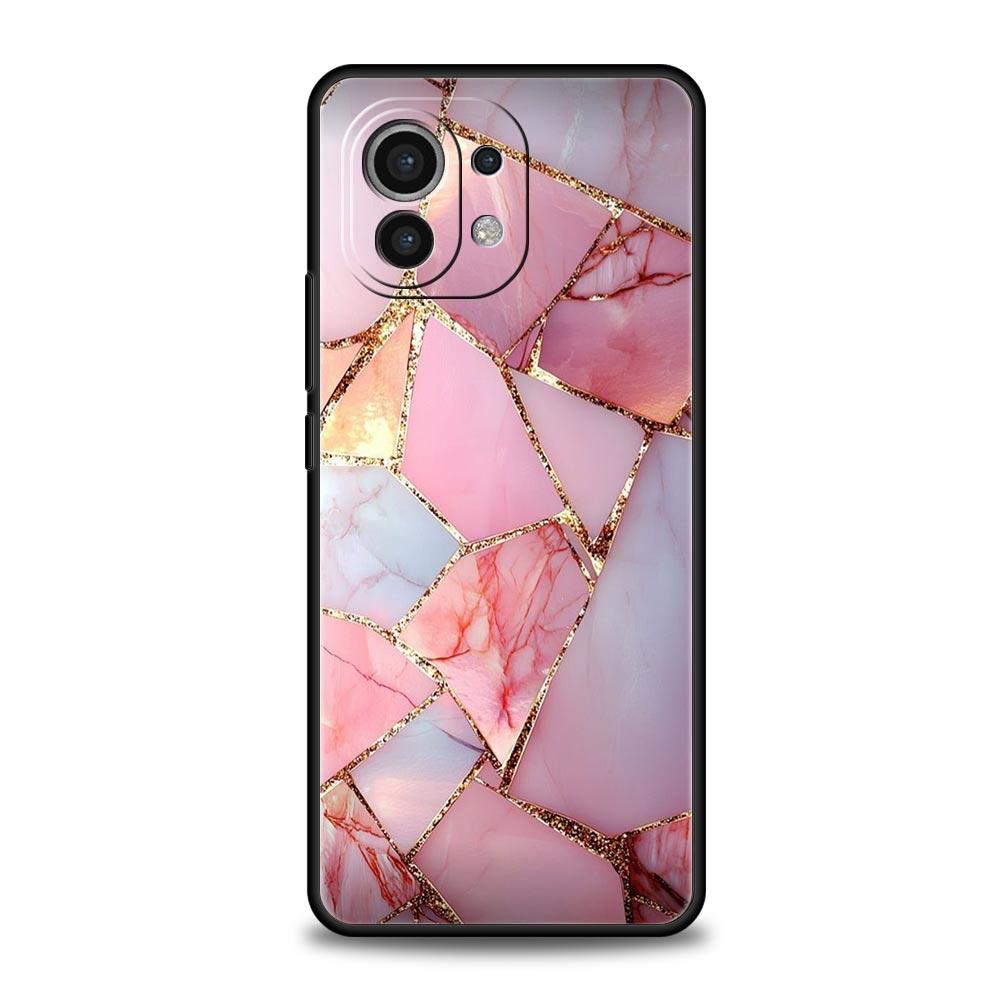 Phone Case For Xiaomi Mi 15 14 13 12 11 Lite 14T 13T 12T 11T Pro Poco X7 X6 X5 X3 Pro F6 F5 F4 Cover Fashion Gold Pink Marble
