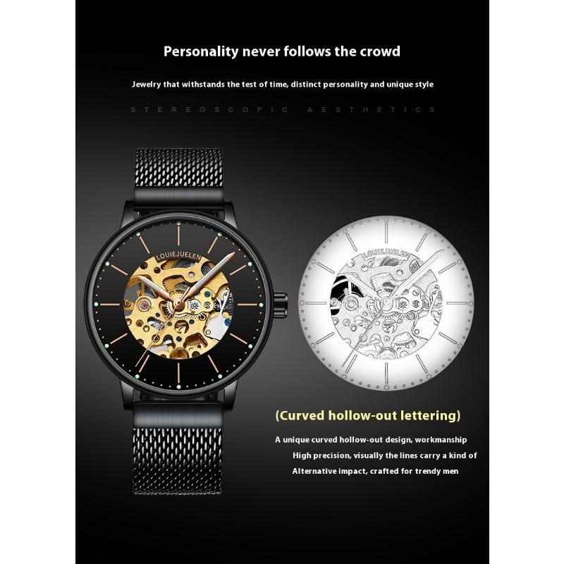 Top Brand Explosions Student Trend Multifunctional Waterproof Men's Hollow Automatic Mechanical Watch Large Dial Watch
