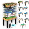 DEVESSPORT Table Multijeux 12en1 Pour Enfant, Baby-Foot, Billard, Ping-Pong, Air Hockey. Jeu Complet Avec Accessoires