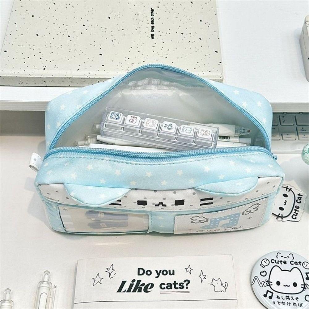 Pixel Music Not Print Pencil Case Large Capacity Stationery Bag Portable Stationery Organizer  Gift