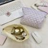 Small Fresh Plaid Portable Storage Bag, Wash and Makeup Bag, Cosmetic Bag, Clutch Bag.