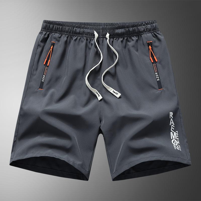 Herren Sommer Sport Shorts Dünne Atmungsaktive Buchstaben Druck Strand Mittelhose Casual Loose Schnürshorts Elastische Taille Shorts