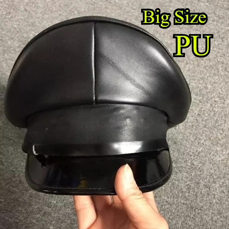 Women Men Leather Military Hat Germany Officer Visor Cap Army Hat Cortical Police Cap Cosplay Halloween Party Hat 57-61cm