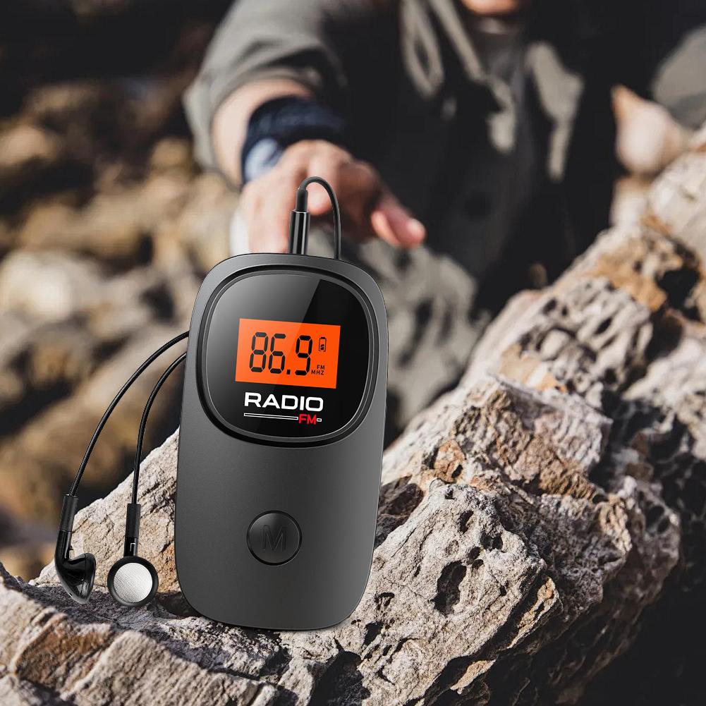 FM Radio Digital Tuning Pocket Radio with Earphone Battery Operated Radio with Clip for Walking Jogging