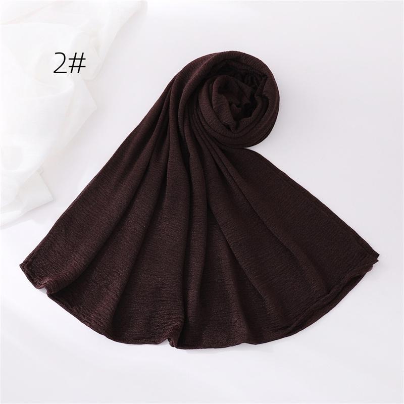 18Color New Ramadan Women's Breathable Wrinkled Solid Color Scarf Muslim Hijabs Soft Shawl Wrap Lady 70*170cm