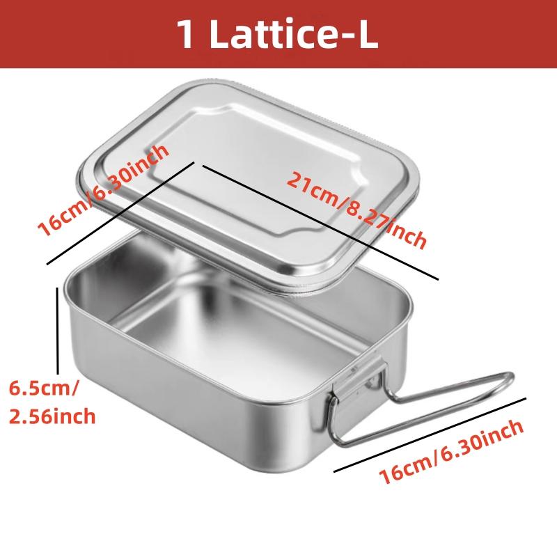 304 Edelstahl Bento Lunchbox mit Griff für Studenten Große Kapazität Quadratisch Versiegeltes Fach Lebensmittelaufbewahrungsbehälter